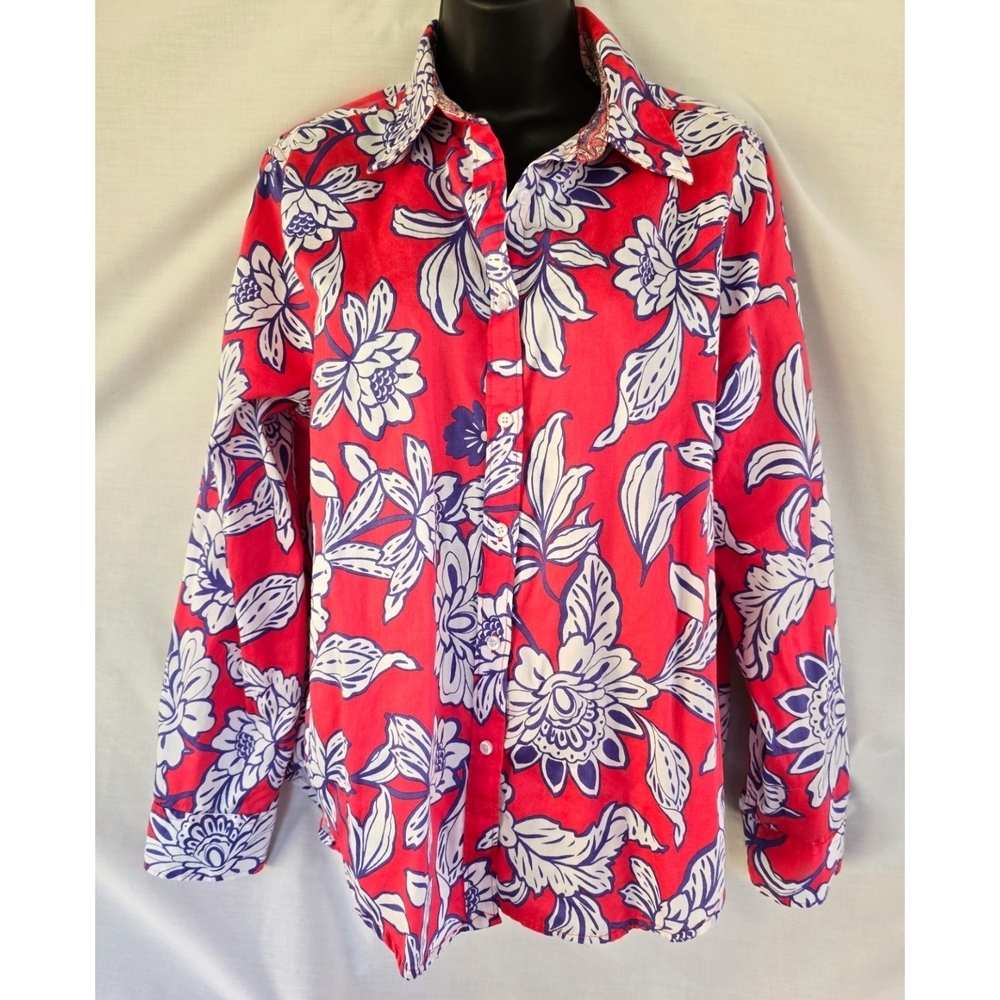 Ruby Rd.▪️Cotton Wrinkle Resistant Floral Button Down Top